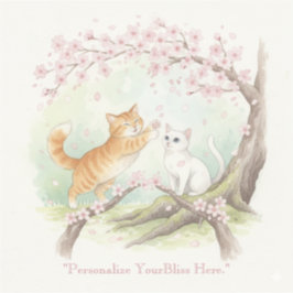 Japanese Sakura & Zen Cats Watercolor  シール