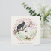 Japanese Sakura & Zen Cats Watercolor  招待状 (スタンド正面)