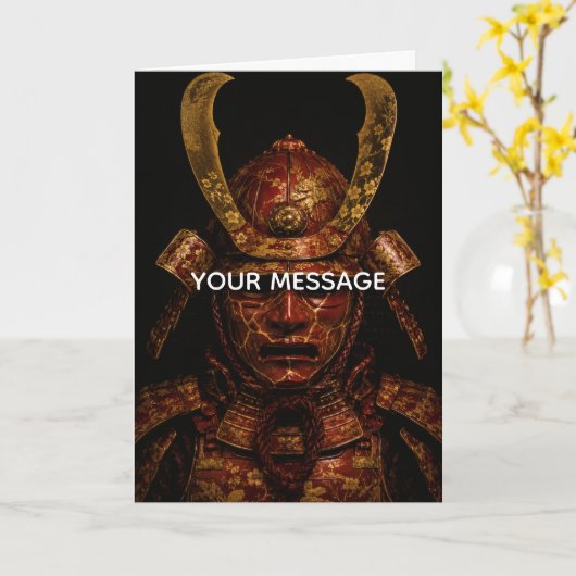Japanese Samurai Armor Kintsugi Art Personalized C カード (黄色い花)