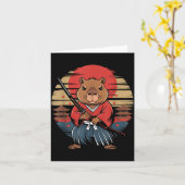 Japanese Samurai Capybara  カード (黄色い花)