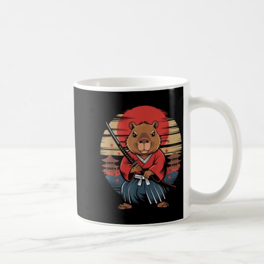 Japanese Samurai Capybara  コーヒーマグカップ (右)