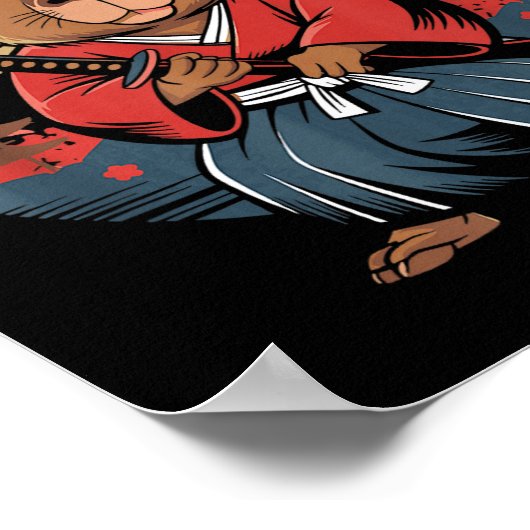 Japanese Samurai Capybara  ポスター (角)