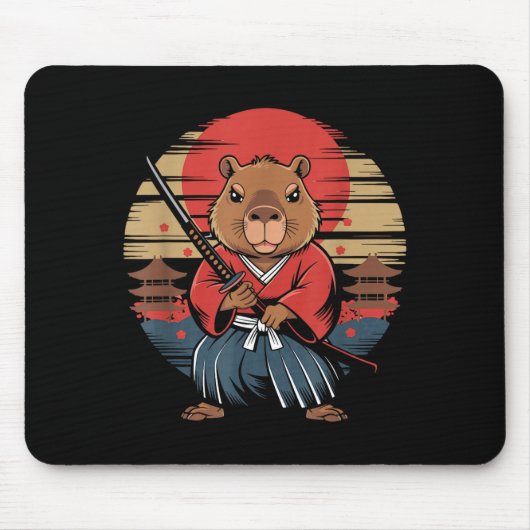 Japanese Samurai Capybara  マウスパッド (正面)