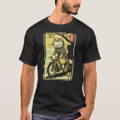 Japanese Samurai Cat on Motorcycle Kawaii Ninja Ca Tシャツ (正面)