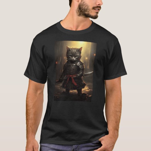 Japanese Samurai Cat Warrior Japan Ninja Kitten (2 Tシャツ (正面)