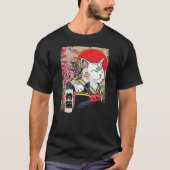 Japanese Samurai Cat Warrior Japan Ninja Kitten Tシャツ (正面)