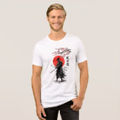 Japanese Samurai Cherry Blossom Sun Graphic Tee トライブレンドＴシャツ (正面全面)