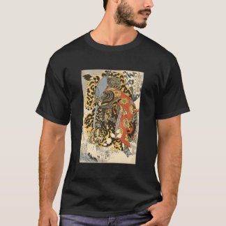 Japanese Samurai General Fighting Tiger Work Tシャツ