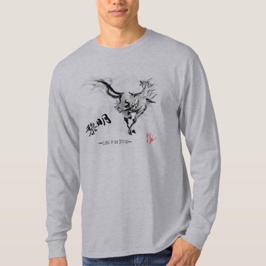 Japanese samurai horse art equestrian sumi tシャツ (正面)