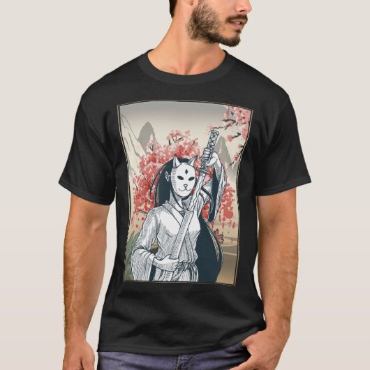 Japanese Samurai Japanese Cherry Blossom Sakura Tシャツ (正面)