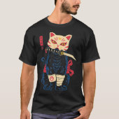 Japanese Samurai Ninja Cat Kitsune funny quotes Tシャツ (正面)
