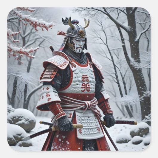 Japanese Samurai square sticker スクエアシール (正面)