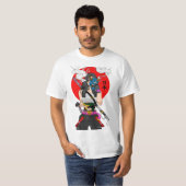 Japanese Samurai Vaporwave Cool Girl  Tシャツ (正面フル)