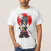 Japanese Samurai Vaporwave Cool Girl  Tシャツ (正面)