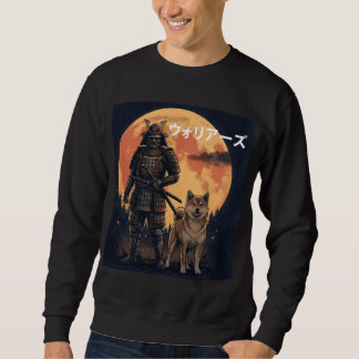Japanese Samurai Warrior and Shiba Inu Dog Full Mo スウェットシャツ