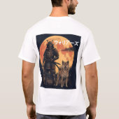 Japanese Samurai Warrior and Shiba Inu Dog Full Mo Tシャツ (裏面)