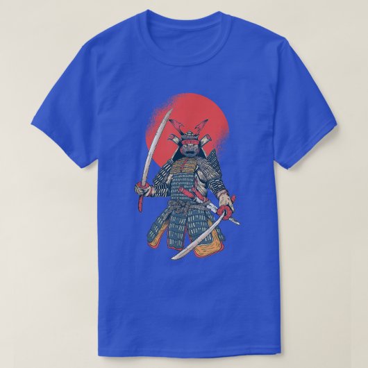 Japanese Samurai Warrior Illustration Sunset (2) Tシャツ (デザイン正面)