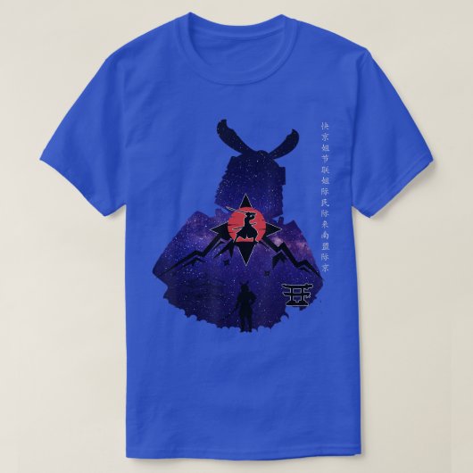 Japanese Samurai warrior moonlight  (2) Tシャツ (デザイン正面)