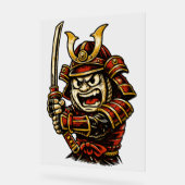Japanese Samurai Warrior Red Armor Cartoon Art アクリルサイン (傾斜)