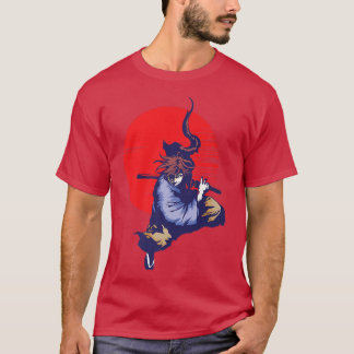 Japanese Samurai Warrior With Sword And Bushido Co Tシャツ