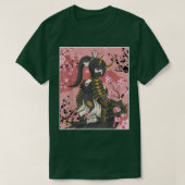 Japanese Samurai Warriors With Sakura Flower  Tシャツ (デザイン正面)