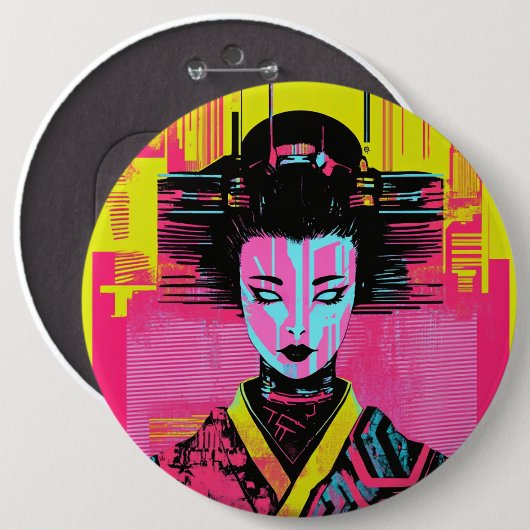 Japanese samurai woman 缶バッジ (正面&裏面)