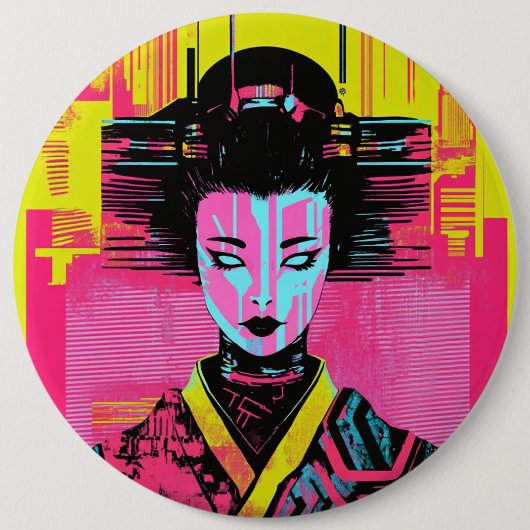 Japanese samurai woman 缶バッジ (正面)