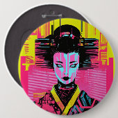 Japanese samurai woman 缶バッジ (正面&裏面)