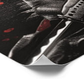 Japanese samurai woman with tattoo under full moon ポスター (角)