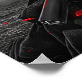 Japanese samurai woman with tattoo under full moon ポスター (角)