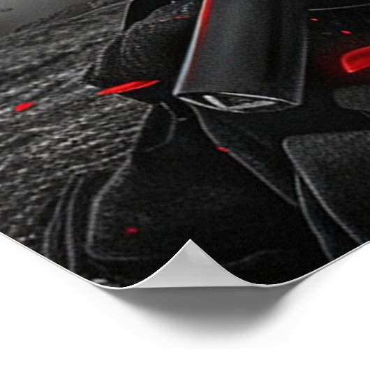 Japanese samurai woman with tattoo under full moon ポスター (角)