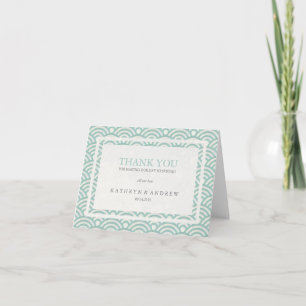 Japanese Seigaiha Personalized Wedding Thank You サンキューカード