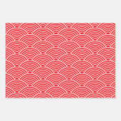 Japanese Seigaiha Wave | Red and White ラッピングペーパーシート (正面2)