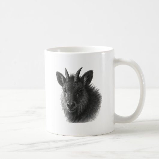 Japanese Serow Black & White Fine Art Mug コーヒーマグカップ (右)