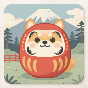 Japanese Shiba Inu Lucky Dog Coaster スクエアペーパーコースター