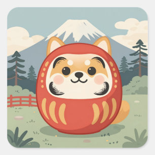 Japanese Shiba Inu Lucky Dog Sticker スクエアシール