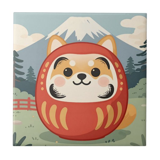 Japanese Shiba Inu Lucky Dog Tile タイル (正面)