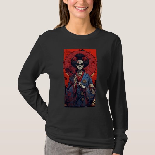 Japanese Skeleton Geisha  Skull Geisha  Graphic Tシャツ (正面)