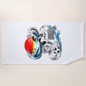 Japanese Soccer Cat Beach For Summer, Travel fans ビーチタオル (正面)