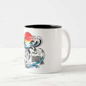 Japanese Soccer Cat Gift for Cat Lovers & Soccer F ツートーンマグカップ (正面右)