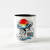 Japanese Soccer Cat Gift for Cat Lovers & Soccer F ツートーンマグカップ (中央)