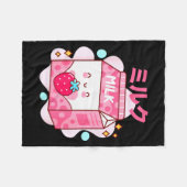Japanese Strawberry Milk - Nk Strawberry Milk Shak フリースブランケット (正面(横))