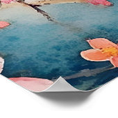 Japanese-style arched bridge spans a tranquil rive ポスター (角)