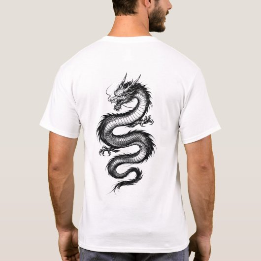 Japanese Style Dragon Illustration Tee Tシャツ (裏面)
