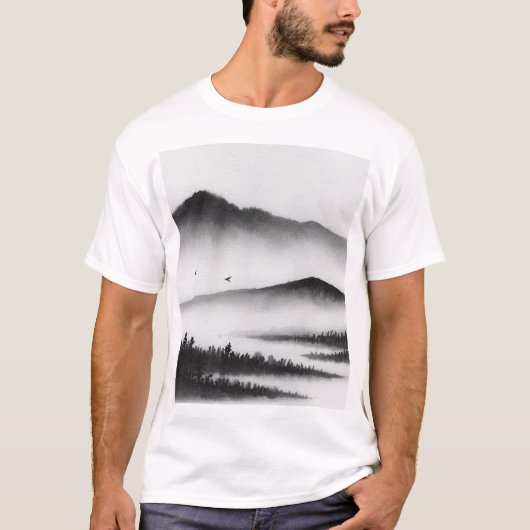 Japanese-style ink painting T-shirt Tシャツ (正面)