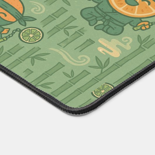 Japanese Style Orange Ninja Repeating デスクマット (コーナー)