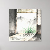 Japanese sumi-e ink painting paired with a Haiku  キャンバスプリント (正面)