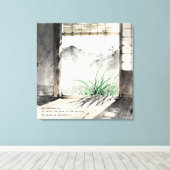 Japanese sumi-e ink painting paired with a Haiku  キャンバスプリント (インサイチュ (ウッドフロア))