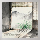 Japanese sumi-e ink painting paired with a Haiku  ポスター (正面)