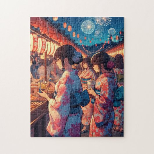 Japanese Summer Festival – Fireworks Puzzle ジグソーパズル (縦)